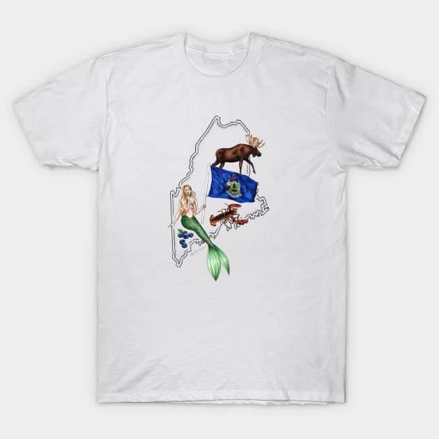 Maine Mermaid T-Shirt by Elizabeth Weglein Art